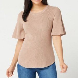Isaac Mizrahi Flounce Scoop-Neck Sweater 1639